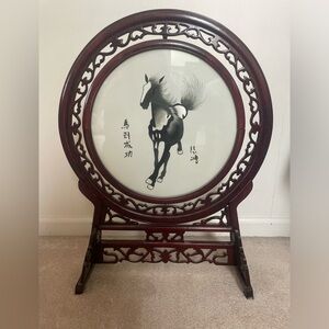 Vintage Suzhou Embroidery Chinese
Table Screen Silk Horse